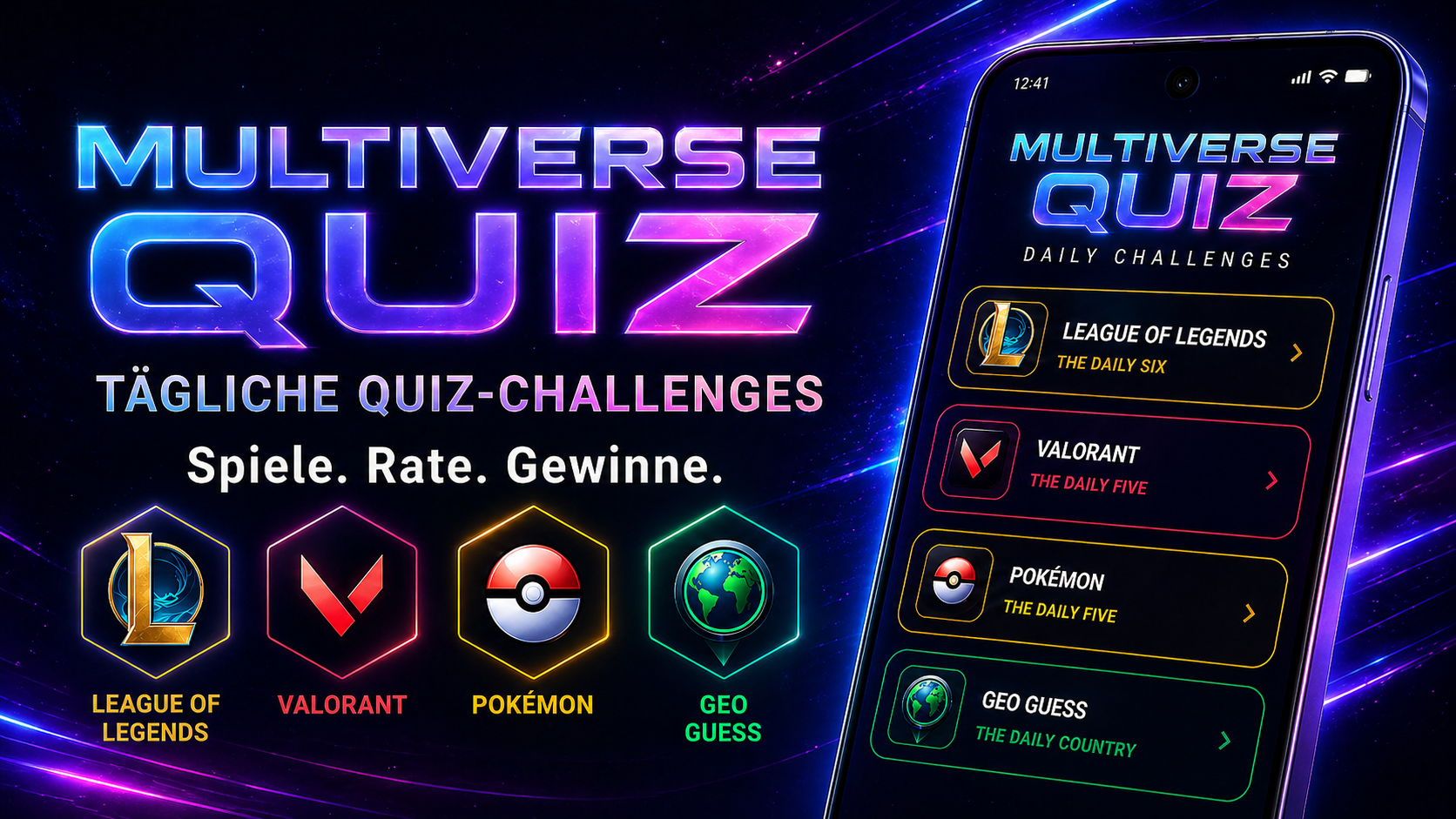 Multiverse Quiz – App-Screenshots der Quiz-Modi